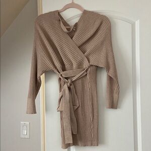 Windsor Beige Ribbed Knit Dress